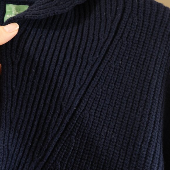 Sid Mashburn Sweater Cardigan Shawl Collar Geelong Wool Navy Blue Academia - Picture 9 of 12